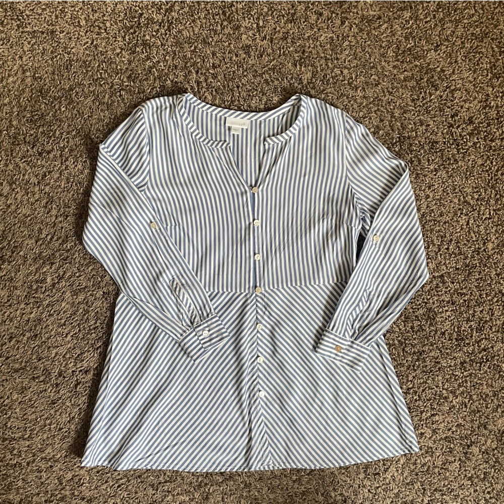 J. Jill Women’s 100% Rayon Blue&White Striped Top Size Small